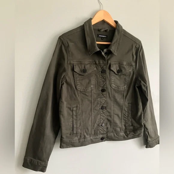PROSPERITY Dark Greyish Green Denim Medium Weight Jacket Size L - Picture 5 of 10